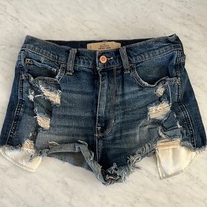 Distressed High Rise Hollister Denim Shorts